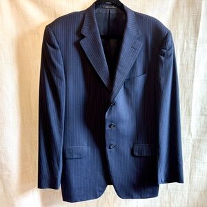Corneliani Suit Jacket, Navy Blue Pin-Striped, M/L